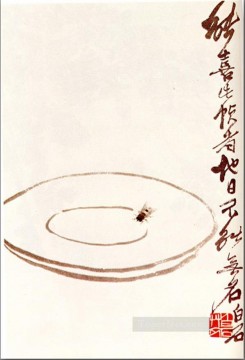  Baishi Painting - Qi Baishi fly on a platter traditional Chinese